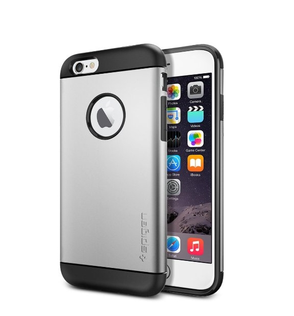 iPhone 6 Case Spigen Slim Armor AIR CUSHION satin silver Slim Fit